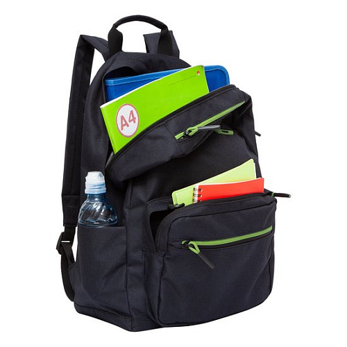 Школьный рюкзак Grizzly RQL-118-31 (черный/салатовый)