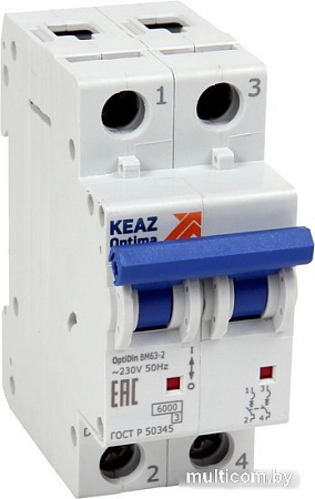 Выключатель автоматический КЭАЗ OptiDin BM63-2C4-10-УХЛ3 262587