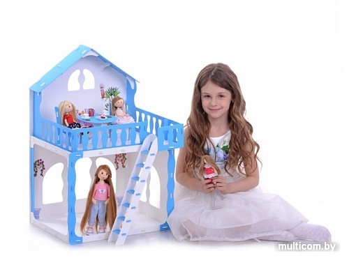 Кукольный домик Krasatoys Дом Марина с мебелью 000266 (белый/голубой)