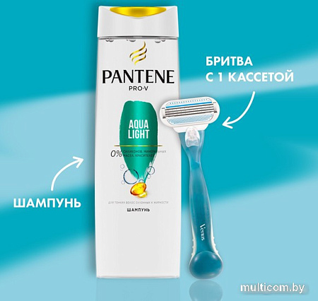 Подарочный набор Gillette Venus Smooth Станок+1 кассета+Шампунь Pantene Aqua Light