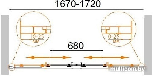 Душевая дверь Cezares Molveno-BF-2-170-P-Cr