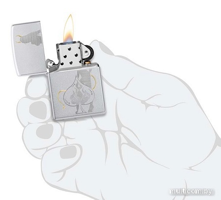 Зажигалка Zippo Satin Chrome Devilish Ace 48658