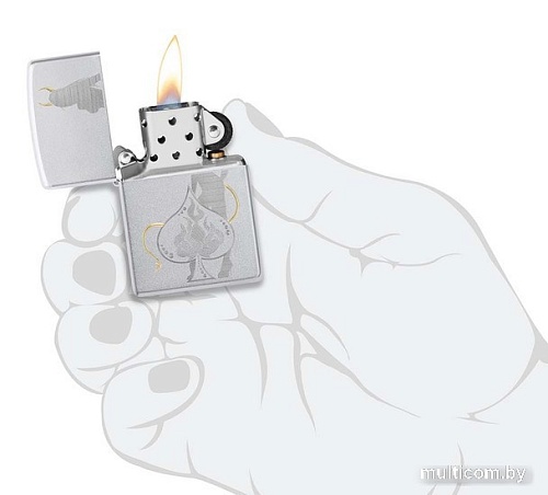 Зажигалка Zippo Satin Chrome Devilish Ace 48658