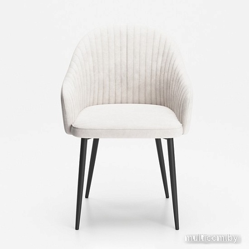 Стул с подлокотниками Табурет Шелл Бренди (02 молочный/черный каркас)