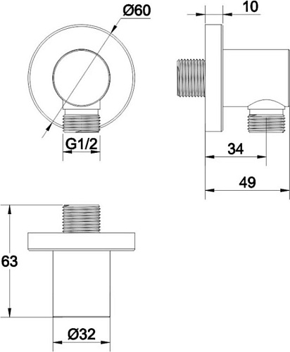 Шланговое подключение Whitecross Y1008CR (хром)
