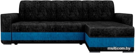 Угловой диван Mebelico Честер 61109 (правый, велюр, черный/голубой)
