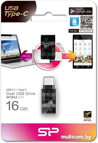 USB Flash Silicon-Power Mobile C31 16GB (черный)