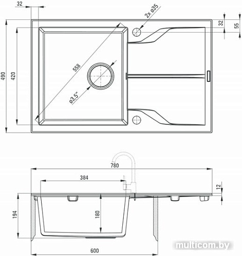 Кухонная мойка Deante Andante ZQN T113 (антрацит)