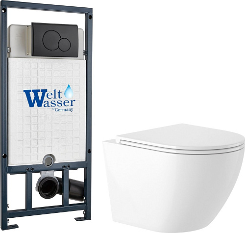 Унитаз подвесной Saniteco KW-9003W + Marberg 507 RD MT-BL + Marberg 507