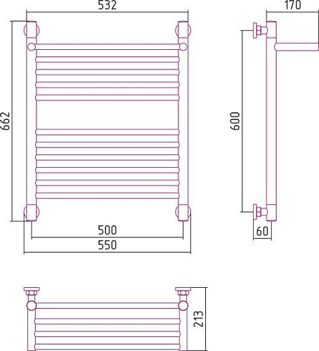Полотенцесушитель Сунержа Богема с полкой+ 600x500 00-0223-6050