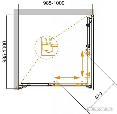 Душевой уголок Cezares Giubileo-A-2-100-Scorrevole-C-Br