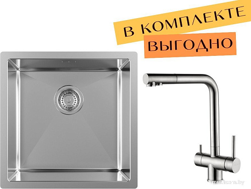 Кухонная мойка ZorG ZRN 4545 Premium + cмеситель Argos Premium Satin