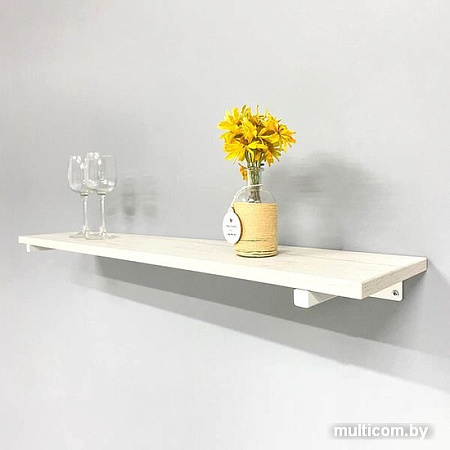 Полка Millwood Настенная с кронштейном 100x20 (дуб белый craft/белый)