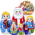 Развивающая игрушка Брестская Матрешка Рождественские Матрешки: Дед Мороз, Снегурочка и дети (набор 7 шт)