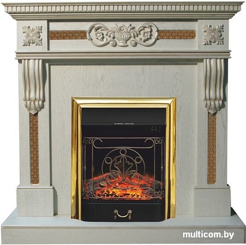 Электрокамин Smolcom Corsica STD (белый дуб, золотистый)