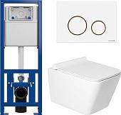Унитаз подвесной Saniteco KW-9004W в комплекте с инсталляцией + 63535 + S-IN-MZ-LINK_PRO