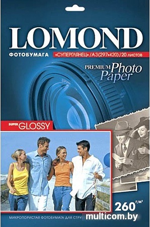 Фотобумага Lomond Суперглянцевая А3 260 г/кв.м. 20 листов (1103130)