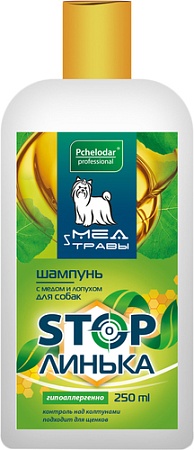 Шампунь Pchelodar Мед и травы Stop линька с медом и лопухом для собак (250 мл)