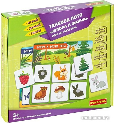 Развивающая игра Bondibon Теневое лото. Флора и фауна ВВ4984