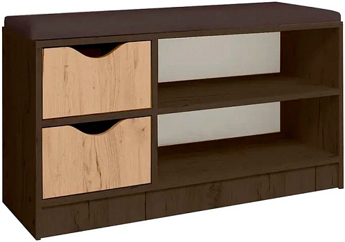 Банкетка Кимер Харис Тип 5 (дуб венге/дуб крафт золотой/кожзам коричневый)