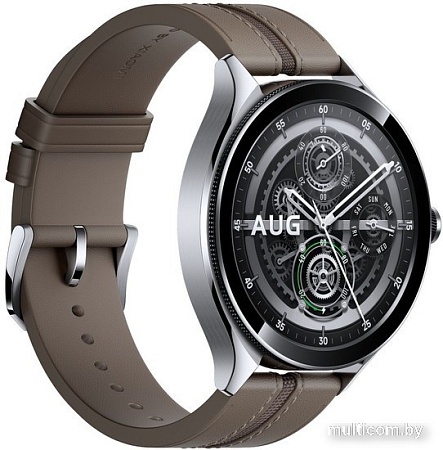 Умные часы Xiaomi Watch 2 Pro LTE (серебристый, с коричневым кожаным ремешком, международная версия)
