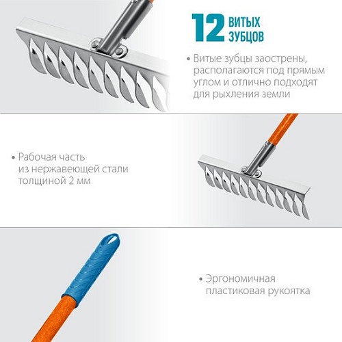 Грабли зубчатые Grinda PRO Line PS-12 39482-12