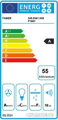 Кухонная вытяжка Faber Glow Plus WH 345.0541.008