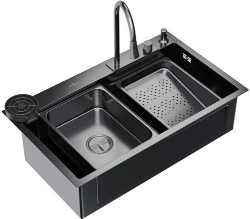 Кухонная мойка Mixline Pro 552104 (черный графит, с сифоном)