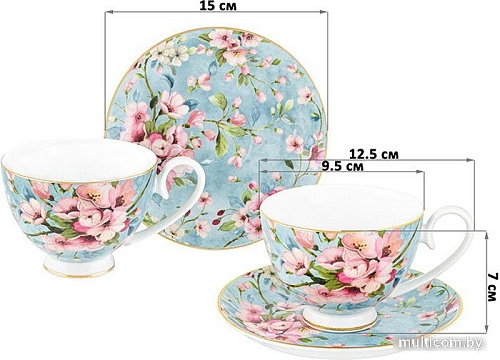 Сервиз Elan Gallery Яблоневый цвет на голубом 420441