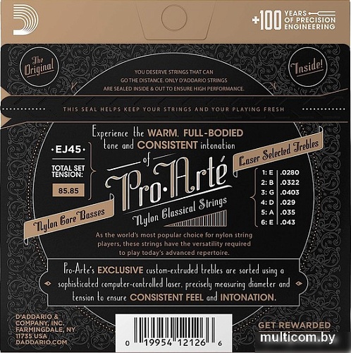 Струны для гитары D'Addario EJ45