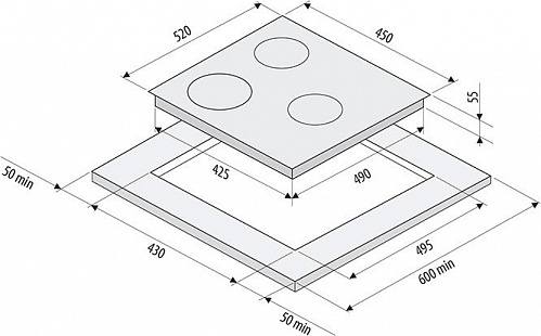 Варочная панель Fornelli PIA 45 Luce (черный)