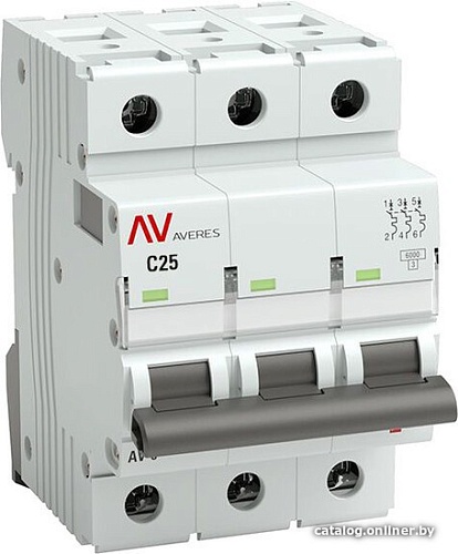 Выключатель автоматический EKF Averes AV-6 3P 25A (C) 6kA mcb6-3-25C-av