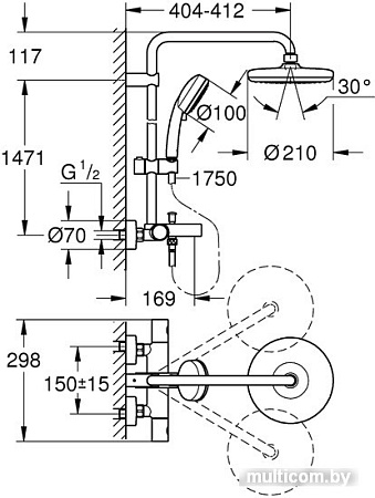 Душевая система Grohe Tempesta Cosmopolitan System 210 26223001