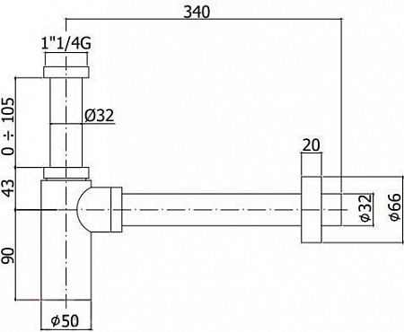 Сифон Paffoni Light ZACC240CR