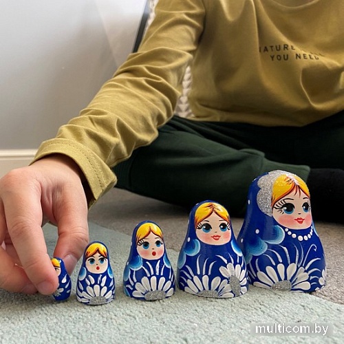 Развивающая игра Брестская Матрешка В синем наряде с ромашками (набор 5 шт)