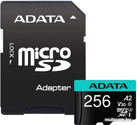 Карта памяти A-Data Premier Pro AUSDX256GUI3V30SA2-RA1 microSDXC 256GB (с адаптером)