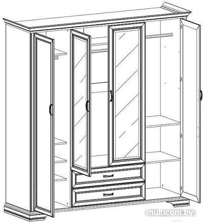 Шкаф распашной Anrex Tiffany 4D2SZ Вудлайн Кремовый
