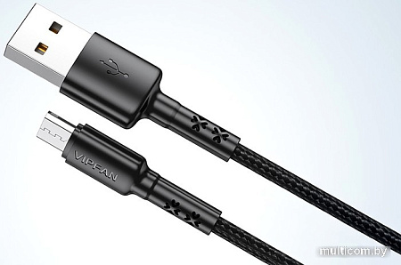 Кабель Vipfan X02 USB Type-A - microUSB (1.8 м, черный)