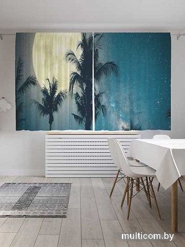 Комплект штор JoyArty Ночь под пальмами Oxford DeLux 1.45x1.8 м (2 шт)