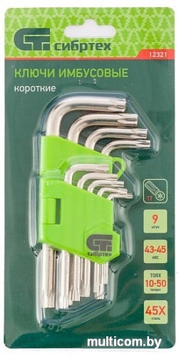 Набор ключей СибрТех 12321 (9 предметов)