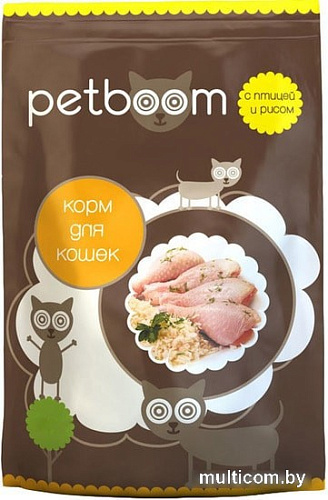 Корм для кошек PetBoom Для взрослых кошек с птицей и рисом 10 кг