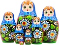 Развивающая игра Брестская Матрешка В сарафане с расписанными вручную герберами (набор 7 шт)
