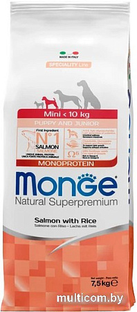Сухой корм для собак Monge Speciality Line Mini Puppy and Junior Monoprotein с лососем и рисом 7.5 кг