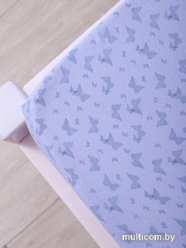 Постельное белье Luxsonia Трикотаж на резинке 160x200 2153 (бабочки сиреневый)