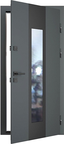 Металлическая дверь Guard Inox Black 96x205 (правая, графит/экосатин белый)