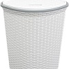 Корзина ВиолетПласт для белья угловая с крышкой 60 л Ротанг (белый)
