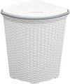 Корзина ВиолетПласт для белья угловая с крышкой 60 л Ротанг (белый)