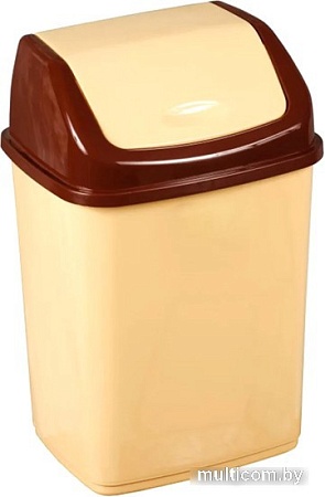 Мусорное ведро Эльфпласт Ромашка EP057 10 л (бежево-коричневый)