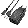 Сетевое зарядное Borofone BA68A Lightning (черный)