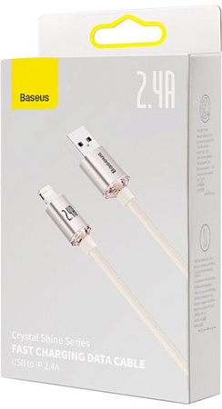 Кабель Baseus Crystal Shine USB Type-A - Lightning (1.2 м, розовый)